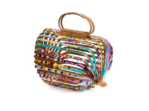 60s B amboo Ribbed Basket Purse front