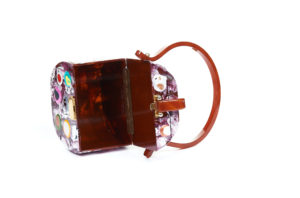 Round Bakelite Purse with ball feet open2