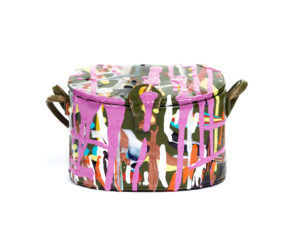 Leather Bucket Purse with Green Handle front2